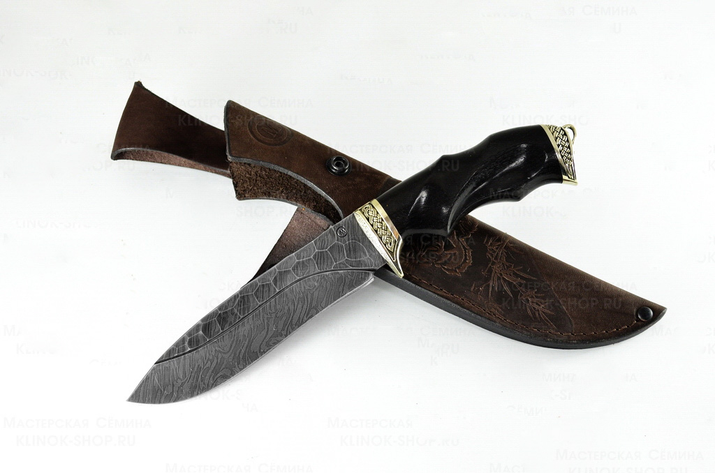 Нож "Близнец" дам.ст. литье ,резная рукоять из ценных пород