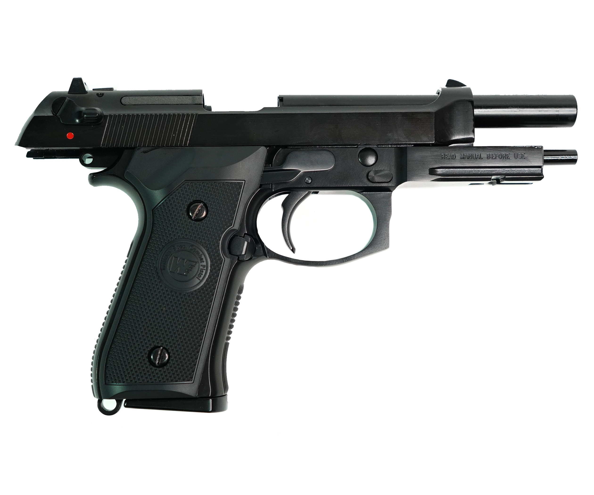 Страйкбольный пистолет (WE) BERETTA M9A1 new, черный, металл, рельса, WE-M012-BOX-BK