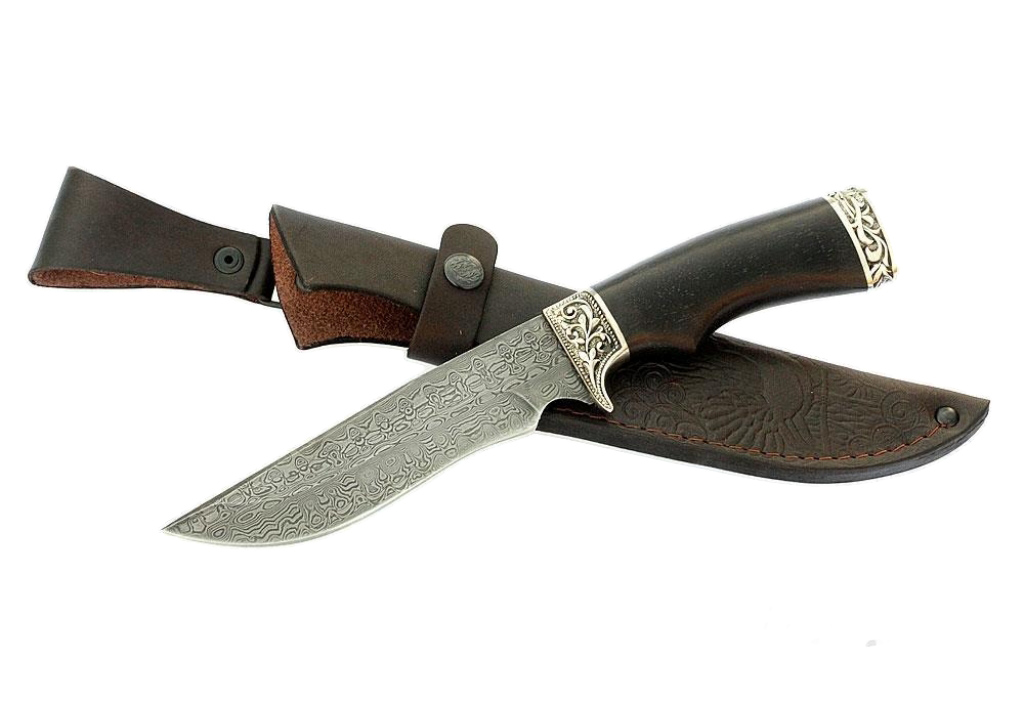 Нож Семина "Галеон" дамасская сталь, литье, черное дерево