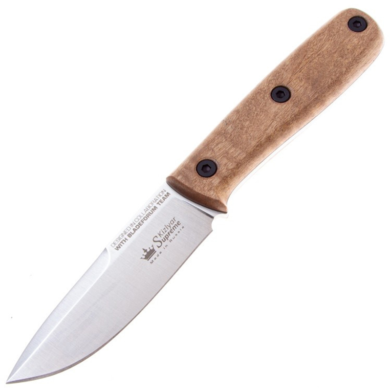 Нож Colada AUS-10Co SW (Stonewash, деревянная рукоять, кожаный чехол)