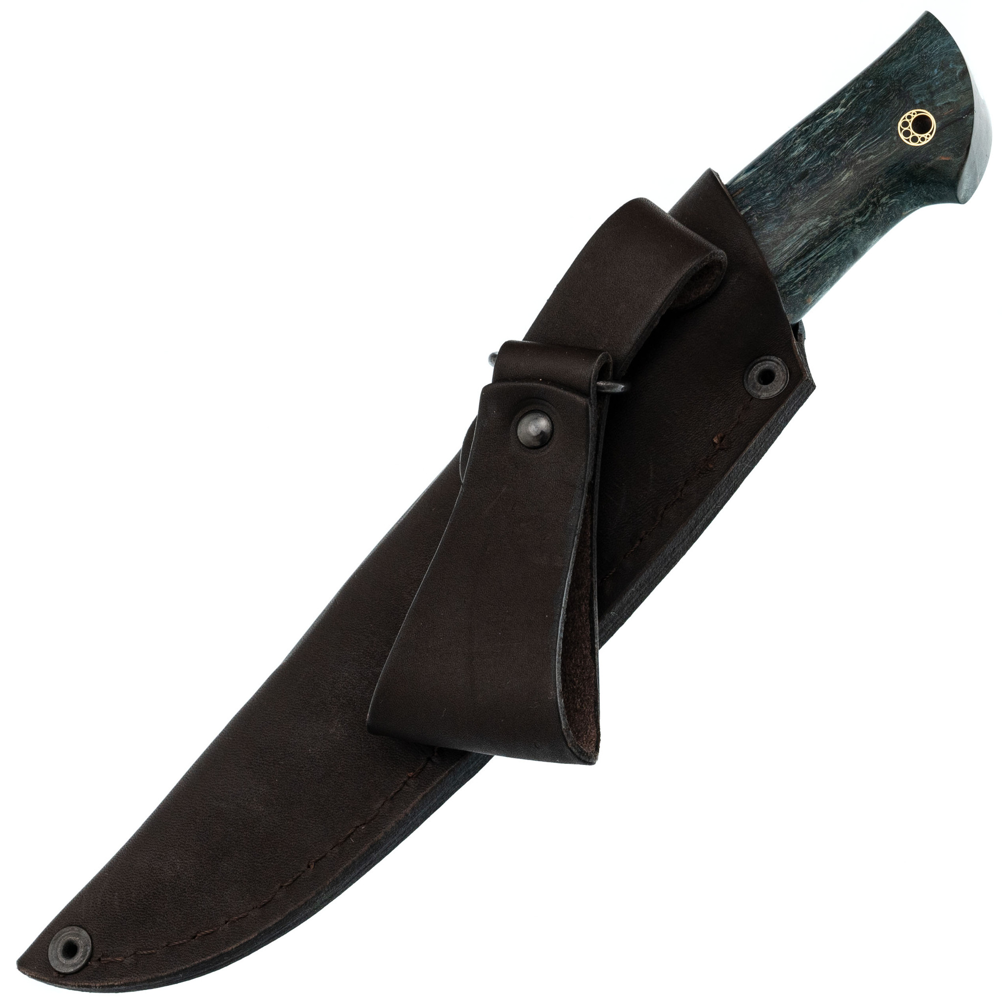 Нож "Кайман" сталь PGK мельхиор, стабилизированная карельская берёза, Семина