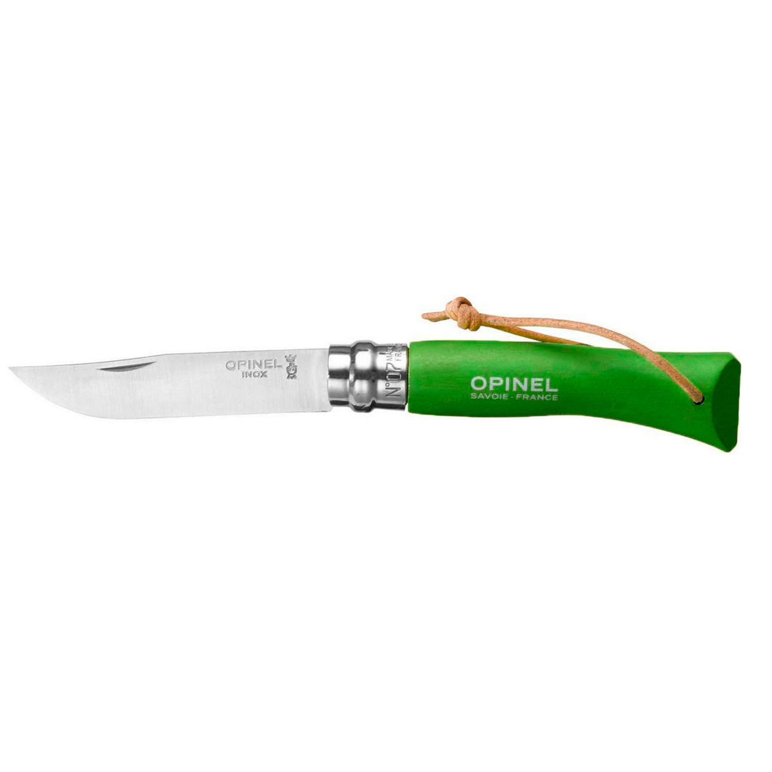 Нож Opinel Tradition Trekking №7, нержавеющая сталь, граб, темляк, зеленый