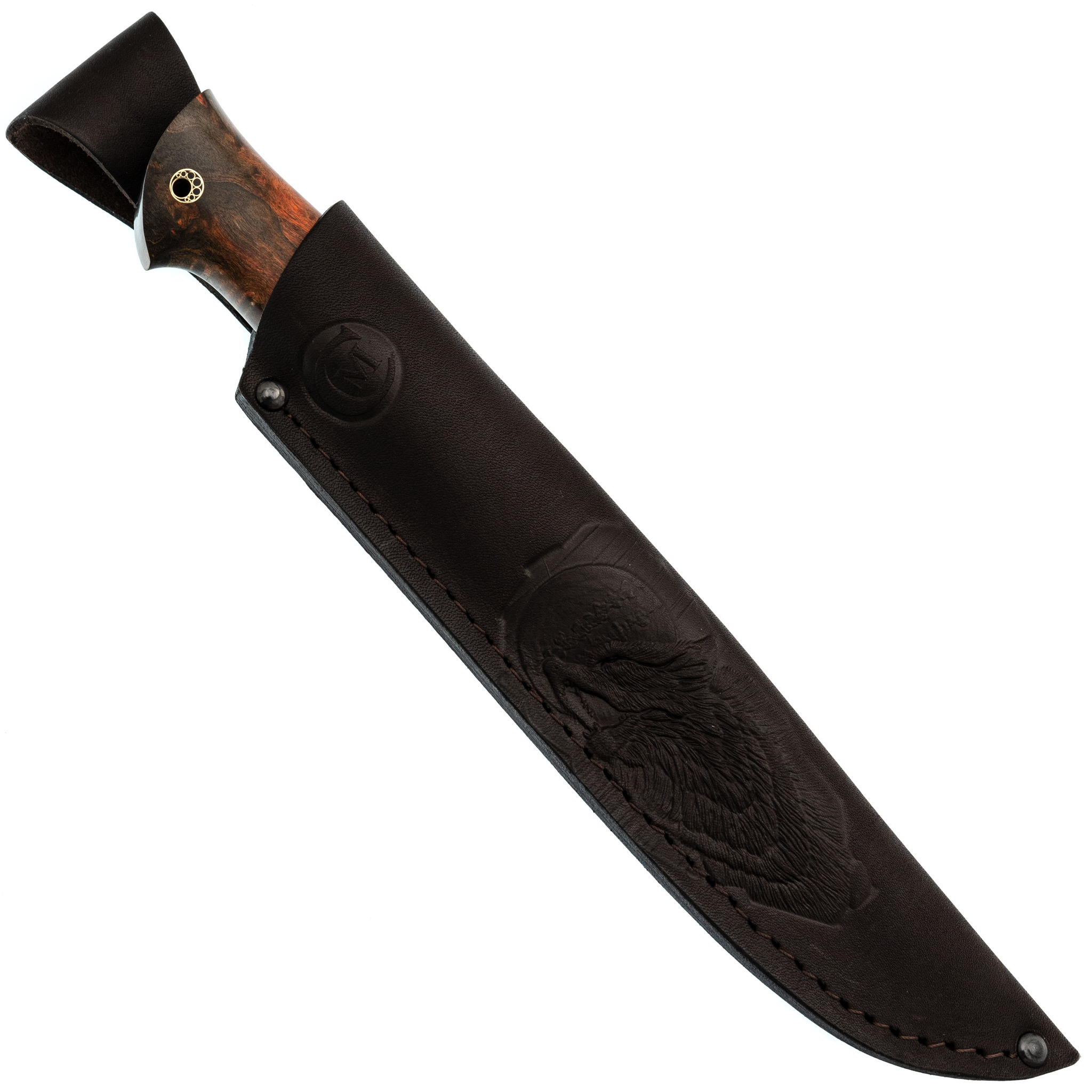 Нож "Тигр" сталь PGK мельхиор, стабилизированная карельская берёза, Семина