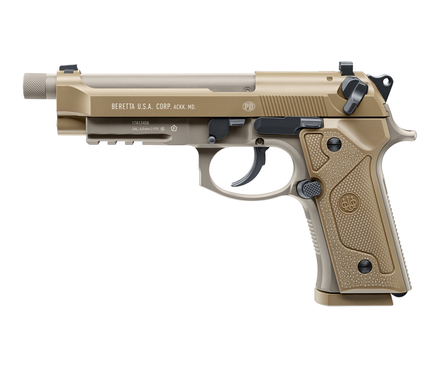 Пистолет пневматический Beretta M9A3 (tan, blowback, metal, BB)