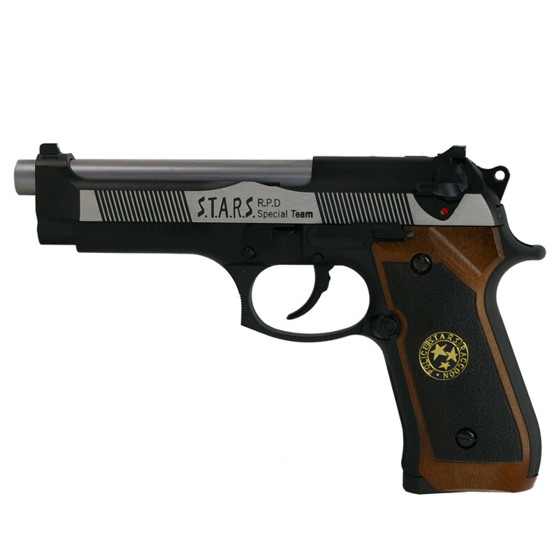 Пистолет страйкбольный (WE) Beretta M92F Semi Only BioHazard двухцветный, металл, WE-M92SPS-BK