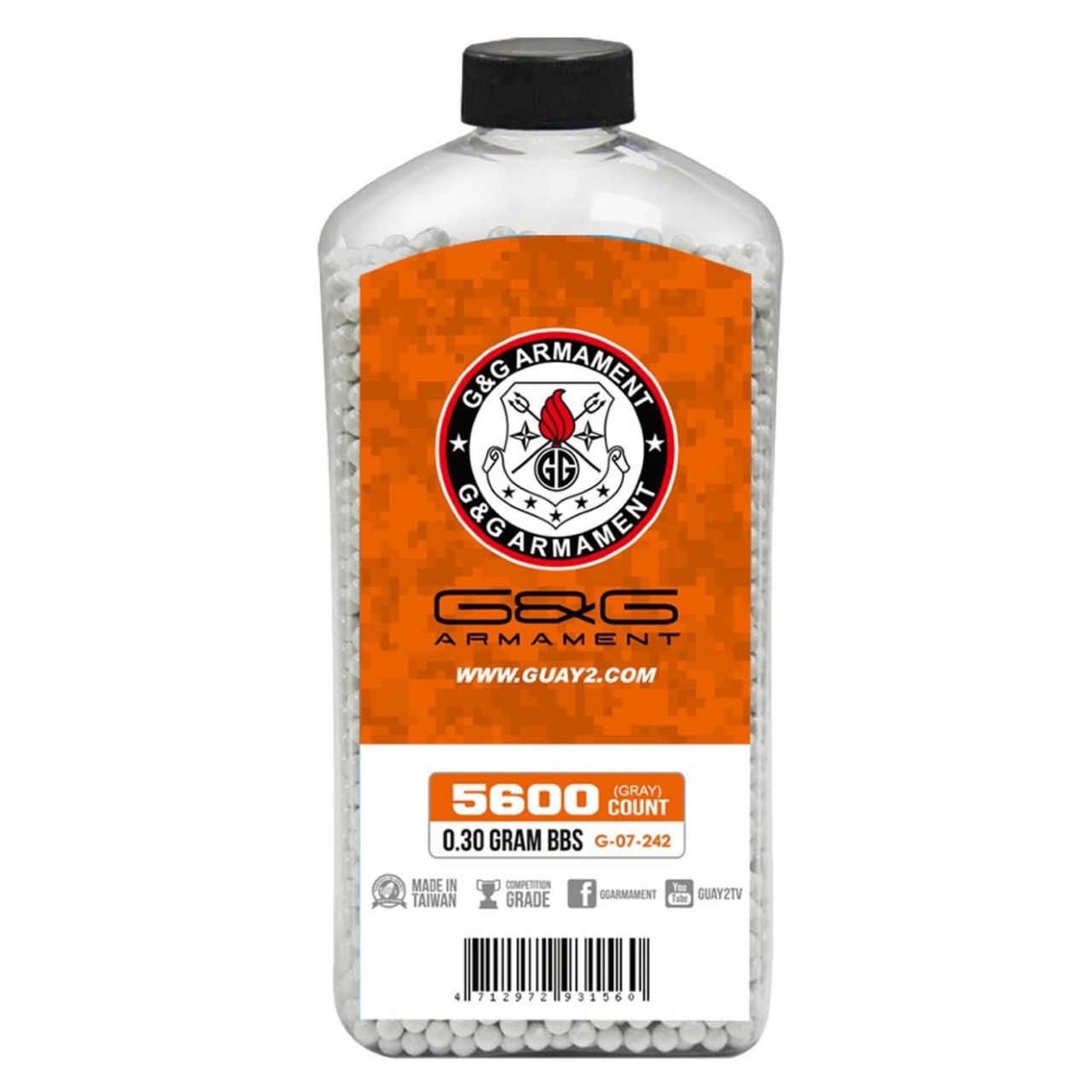 G&G Шары для страйкбола 0,30 г (5600 шт. бутылка) серые G-07-242