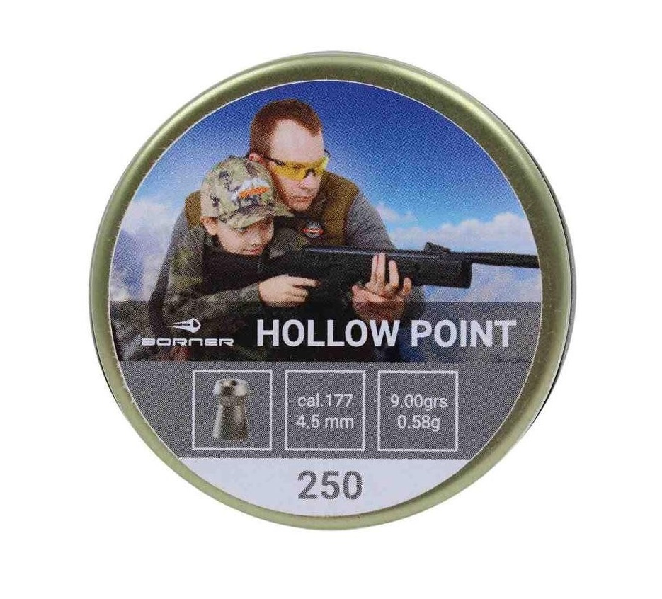 Пули пневматические Borner "Hollow Point" калибр 4,5 мм, (250 шт) 0,58 грамм