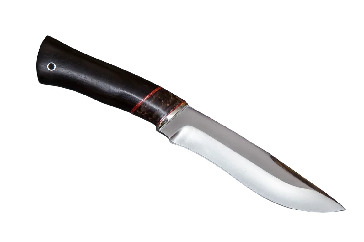 Нож "Беркут" сталь N690, мельхиор, стабилизированная карельская береза, черное дерево, Семина