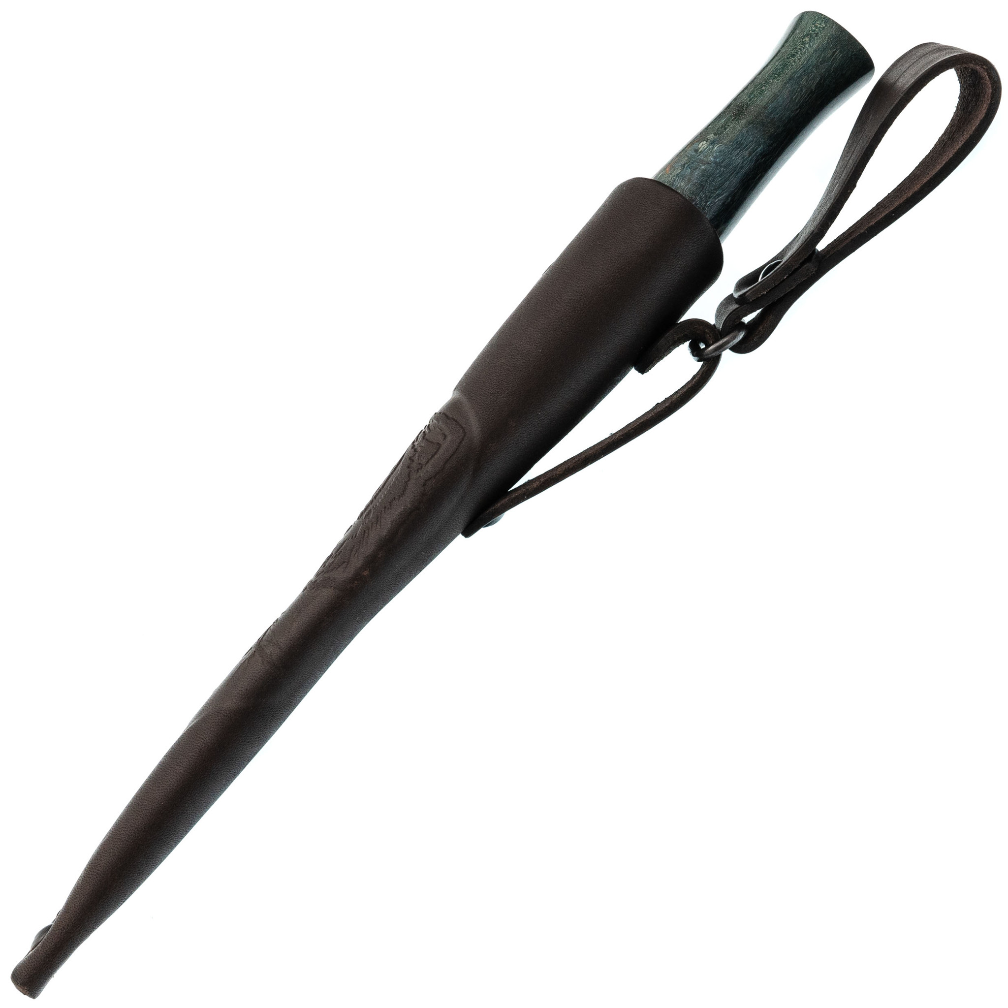 Нож "Кайман" сталь PGK мельхиор, стабилизированная карельская берёза, Семина