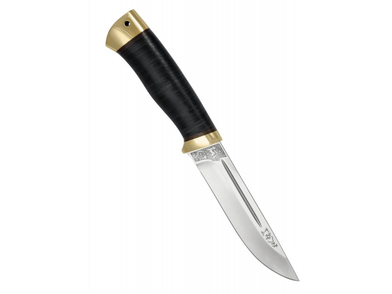 Нож АиР "Бекас" кожа, латунь, 95х18, Златоуст