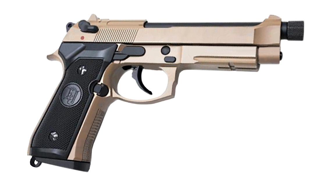 Пистолет страйкбольный (KJW) M9 A1 GBB, GAS, TAN, металл, рельса, ствол с резьбой - M9A1-TBC.GAS TAN