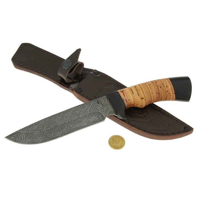 Нож Семина "Лорд" дамасская сталь, береста, граб