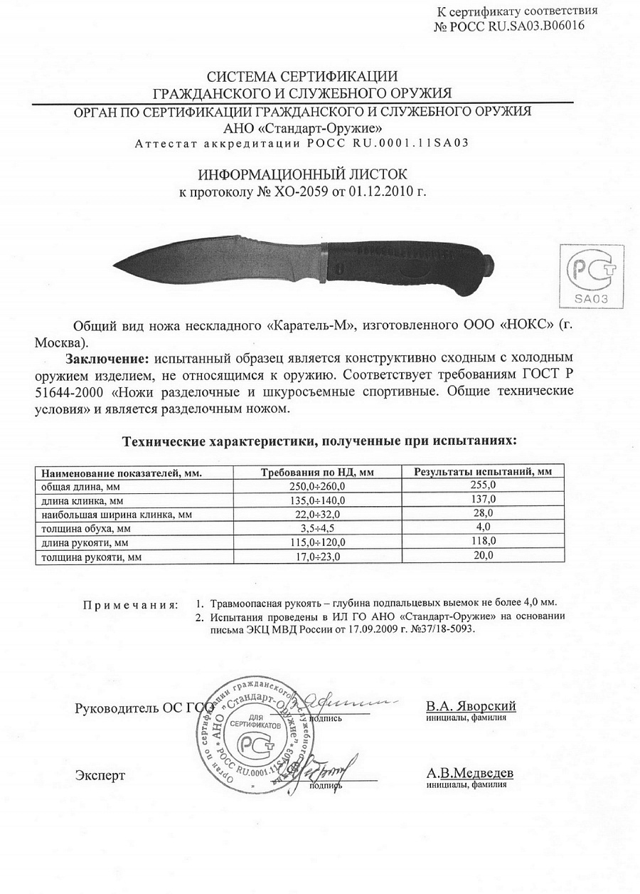 Нож Нокс "Каратель-М" 633-613819