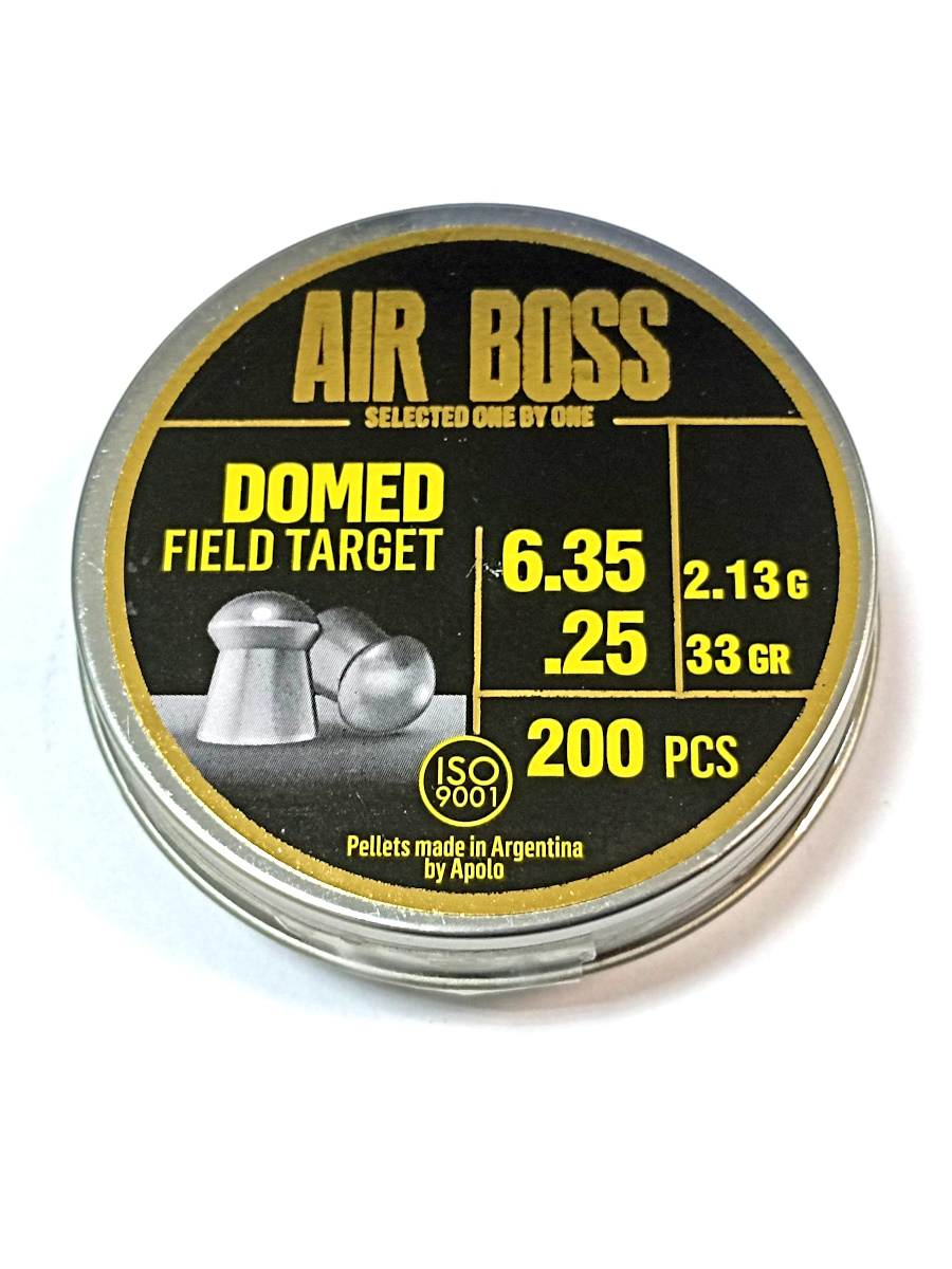 Пули пневматические APOLO AIR BOSS Domed Field Target калибр 6.35, вес 2,13 г, 200 шт.
