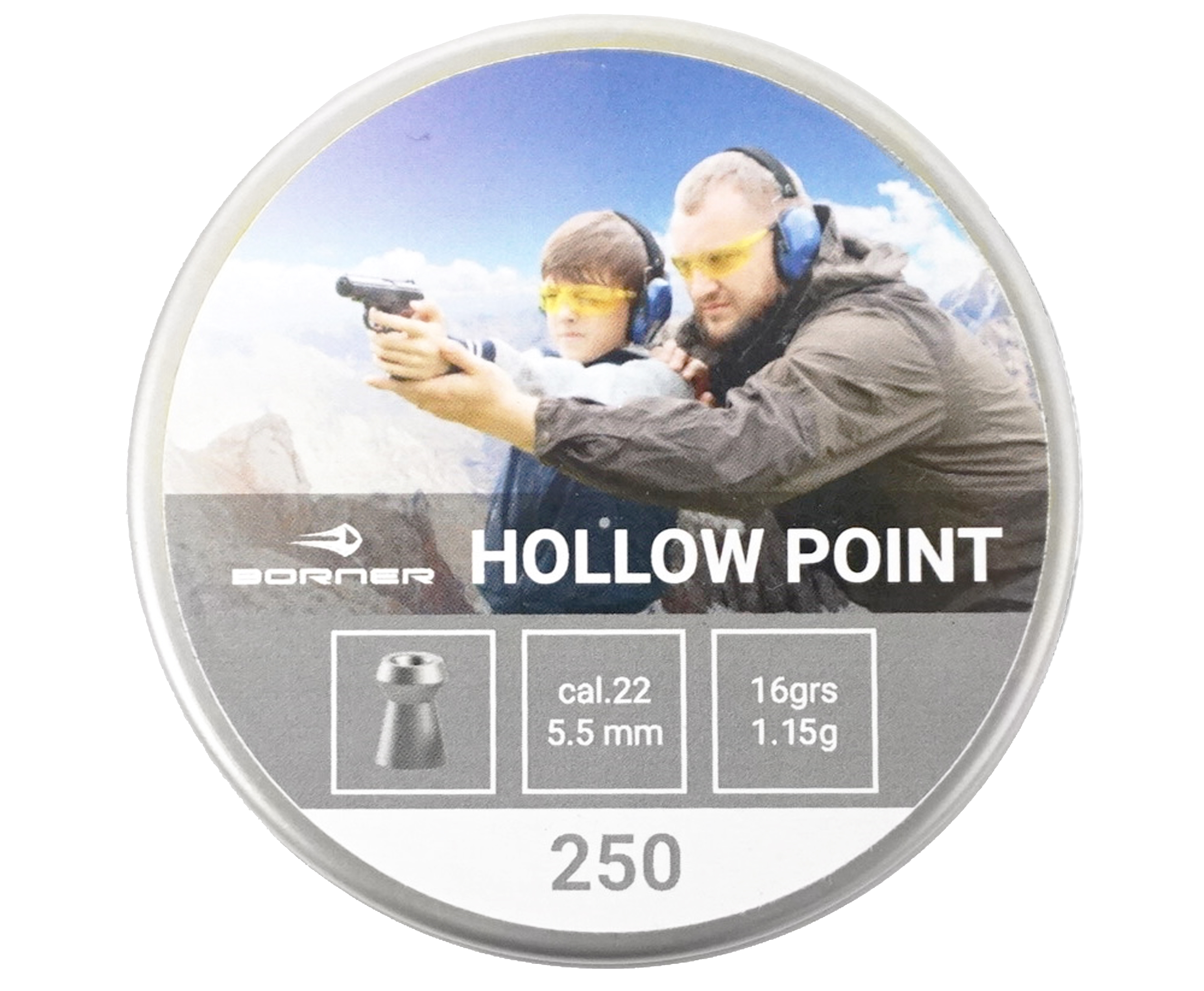 Пули пневматические Borner Hollow Point калибр 5,5 мм., вес 1,15 грамм, (250 шт)