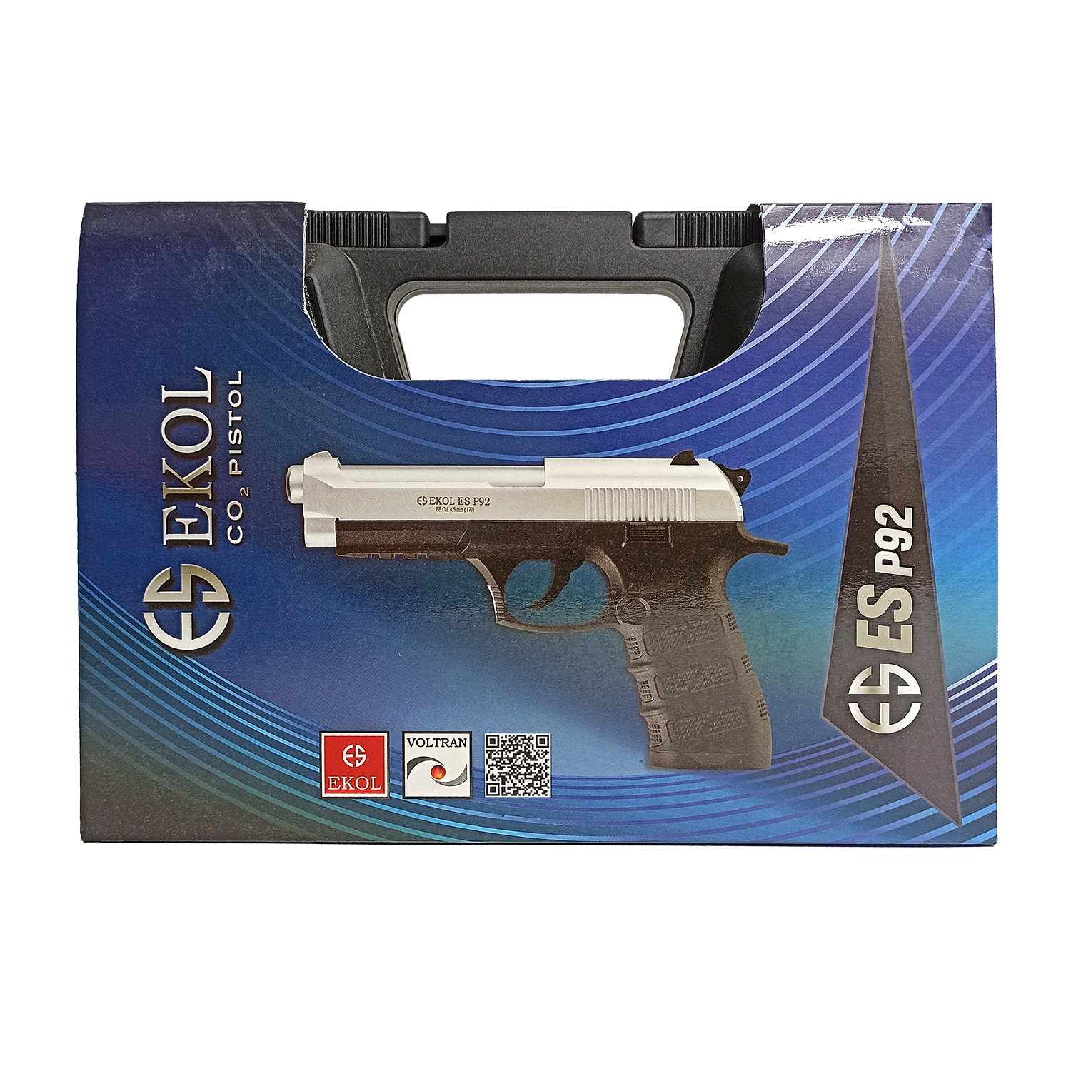 Пистолет пневматический EKOL ES P92 FUME (никель) калибр 4,5 мм. 3 Дж.