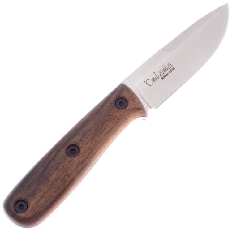Нож Colada K340 SW (Stonewash, деревянная рукоять, кожаный чехол)