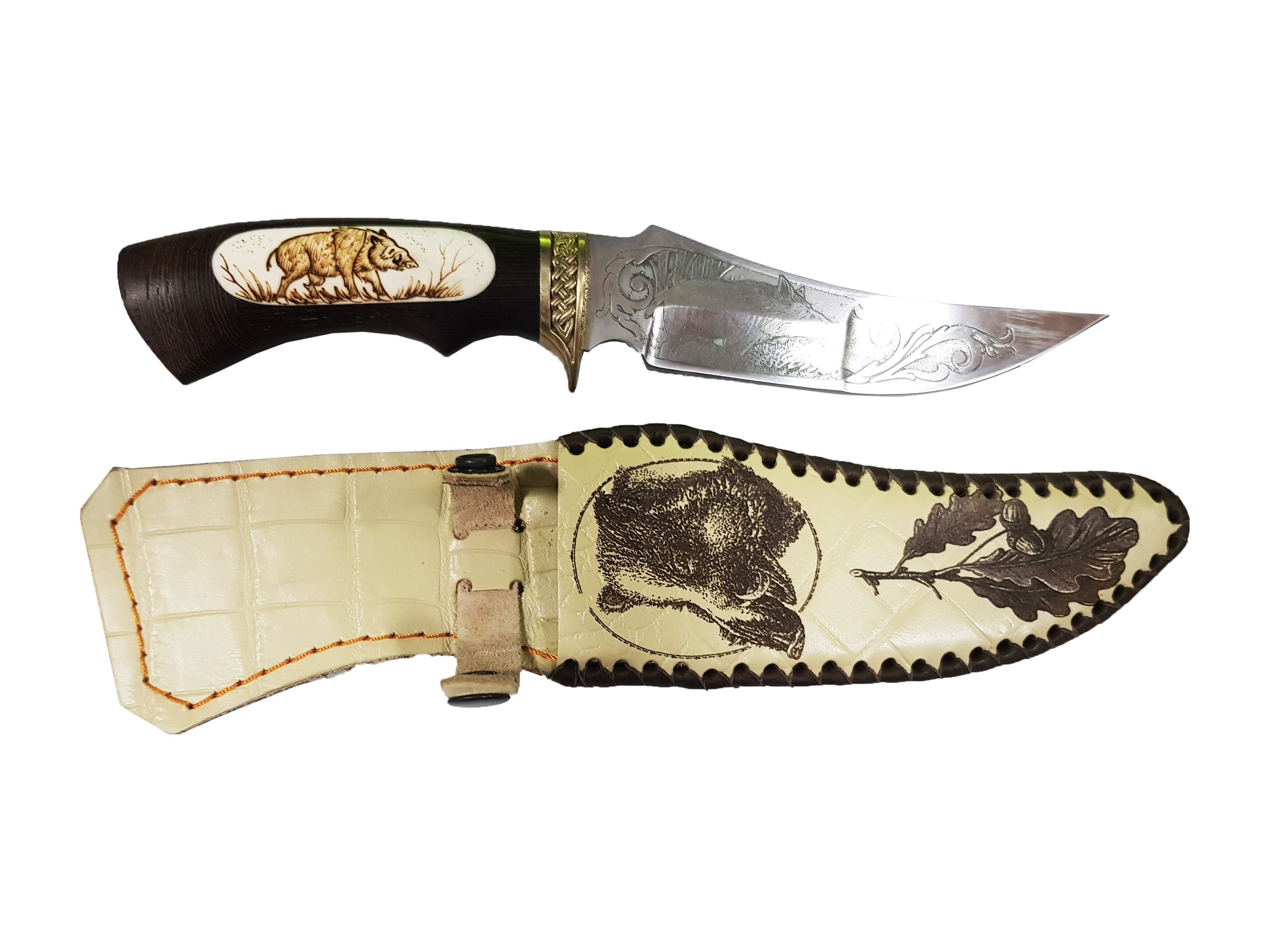 Нож "Корсар" кован.ст. 95х18, венге, литье, кость, гравировка Семина