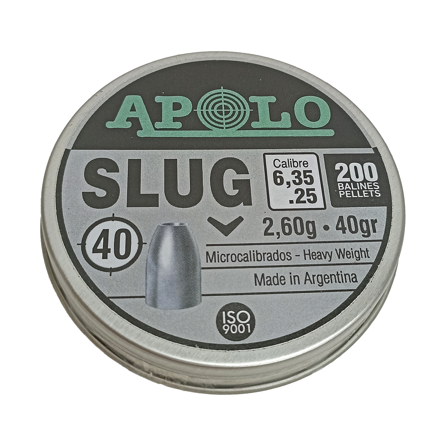 Пули пневматические APOLO "Slug" калибр 6.35, вес 2,6 г, 200 шт.