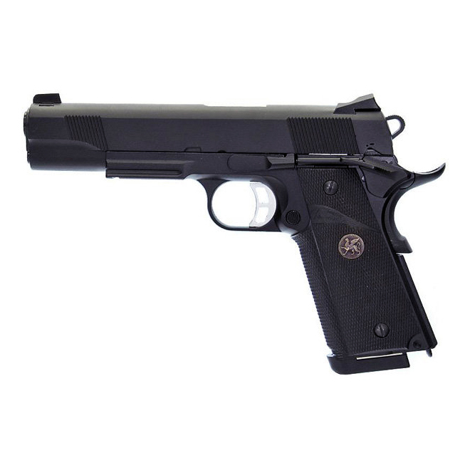 Пистолет страйкбольный (KJW) Colt M1911 M.E.U. GBB, GAS, черный, металл, модель - KP-07.GAS