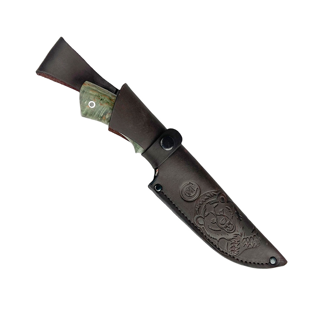Нож "Скиф" сталь D2, мельхиор, стабилизированная карельская береза, Семина