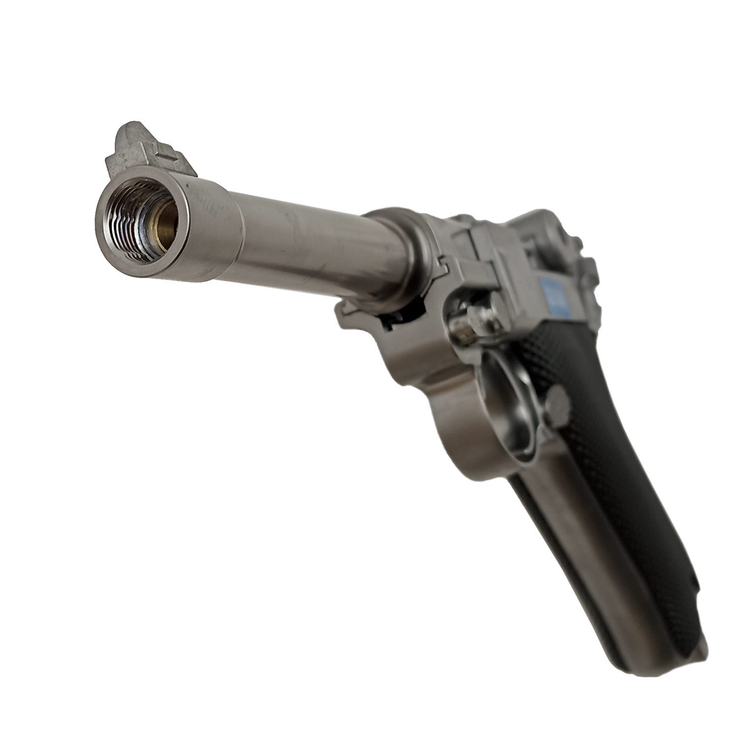 Пистолет страйкбольный (WE) P-08 4", металл, хромированный, GP401S, WE-P004 / WE-040