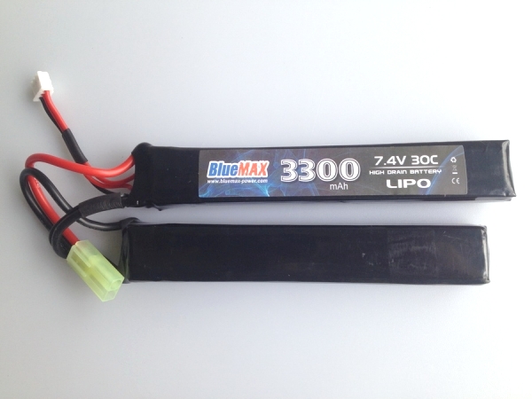 АКБ BlueMAX 7.4V Lipo 3300mAh 20C nunchuck 2x (19x21x128)