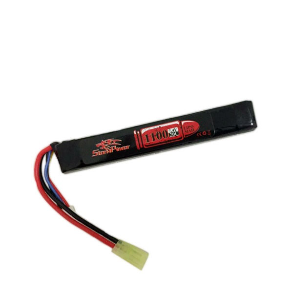 АКБ StormPower 1100mAh 7.4V 20C 2x(100x21x7mm) двухлепестковый,АК и М-серия,все типы