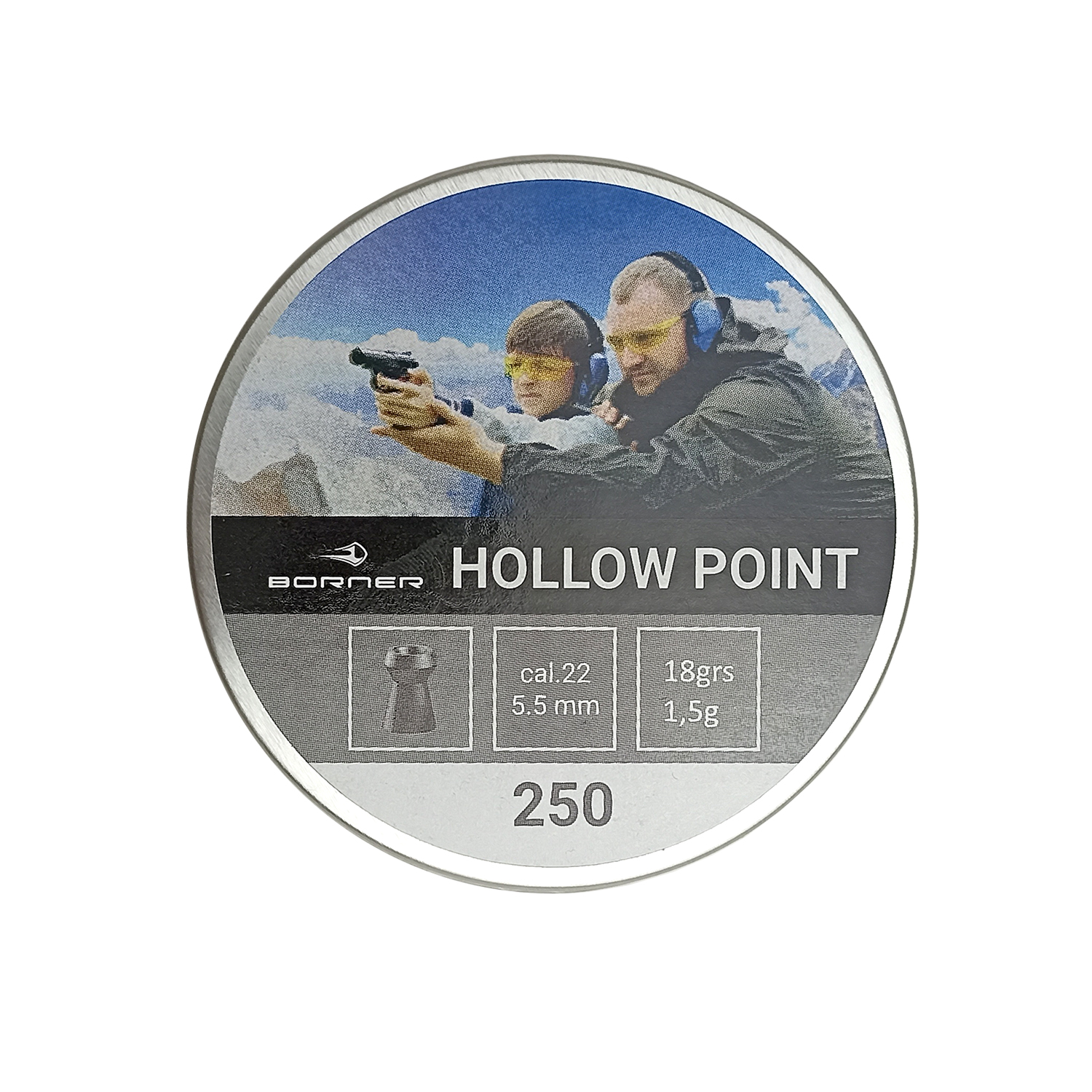 Пули пневматические Borner Hollow Point калибр 5,5 мм. вес 1,5 гр. (250 штук)