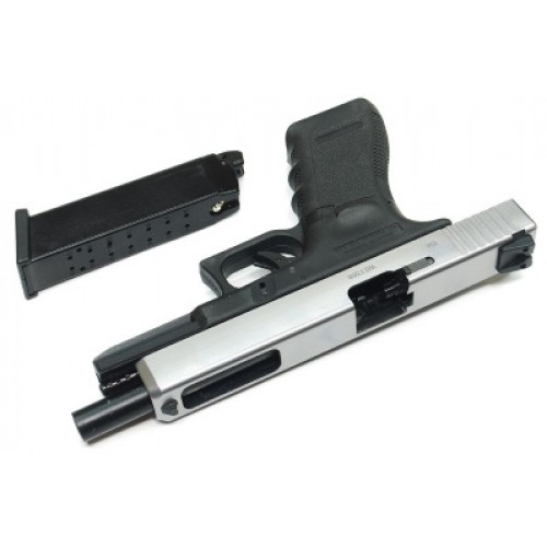 Пистолет страйкбольный (WE) Glock-34 gen3, металл слайд, хромированный, WE-G008A-SV
