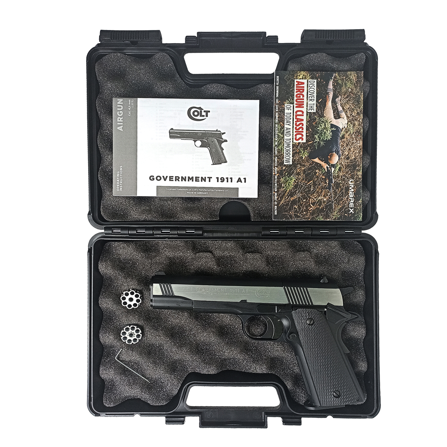 Пистолет пневматический Umarex Colt Government 1911 A1 (хром с чёрными пластиковыми накладками)