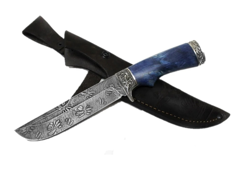 Нож Семина "Варяг" дамасская сталь, литье, стабилизированная карельская береза