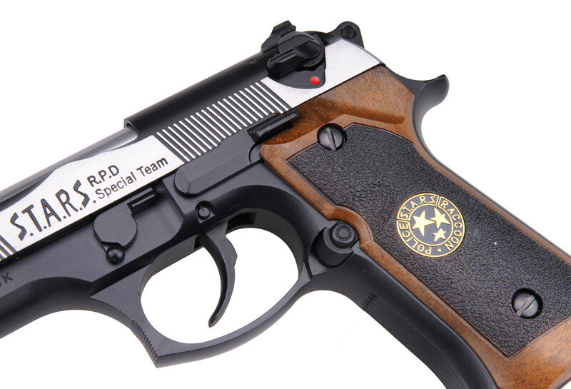 Пистолет страйкбольный (WE) Beretta M92F Semi Only BioHazard двухцветный, металл, WE-M92SPS-BK