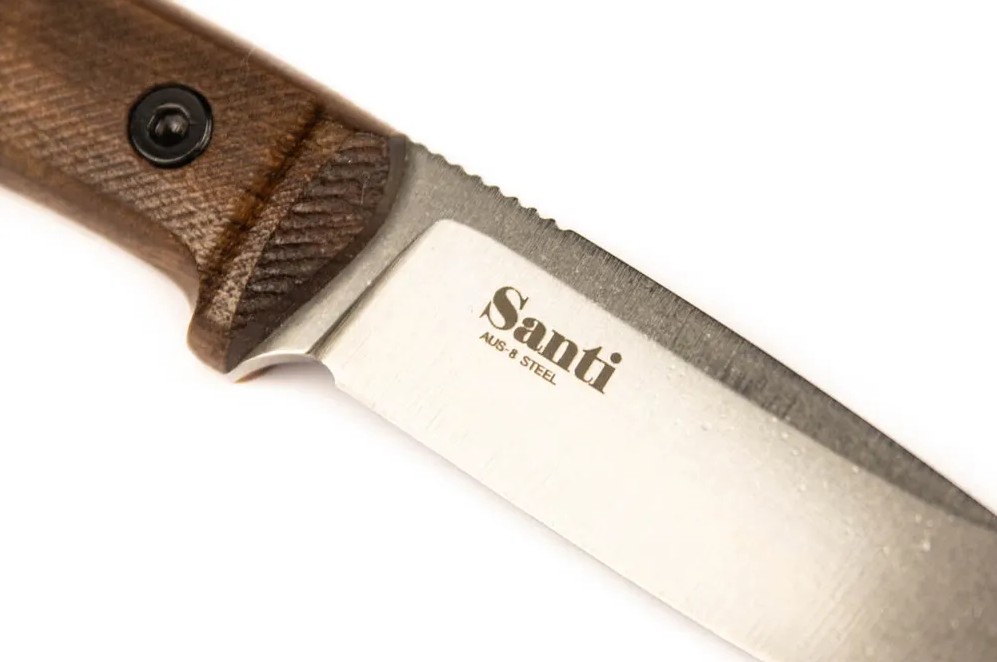Нож Santi AUS-8 SW (Stonewash, Дерево, ножны кожа)