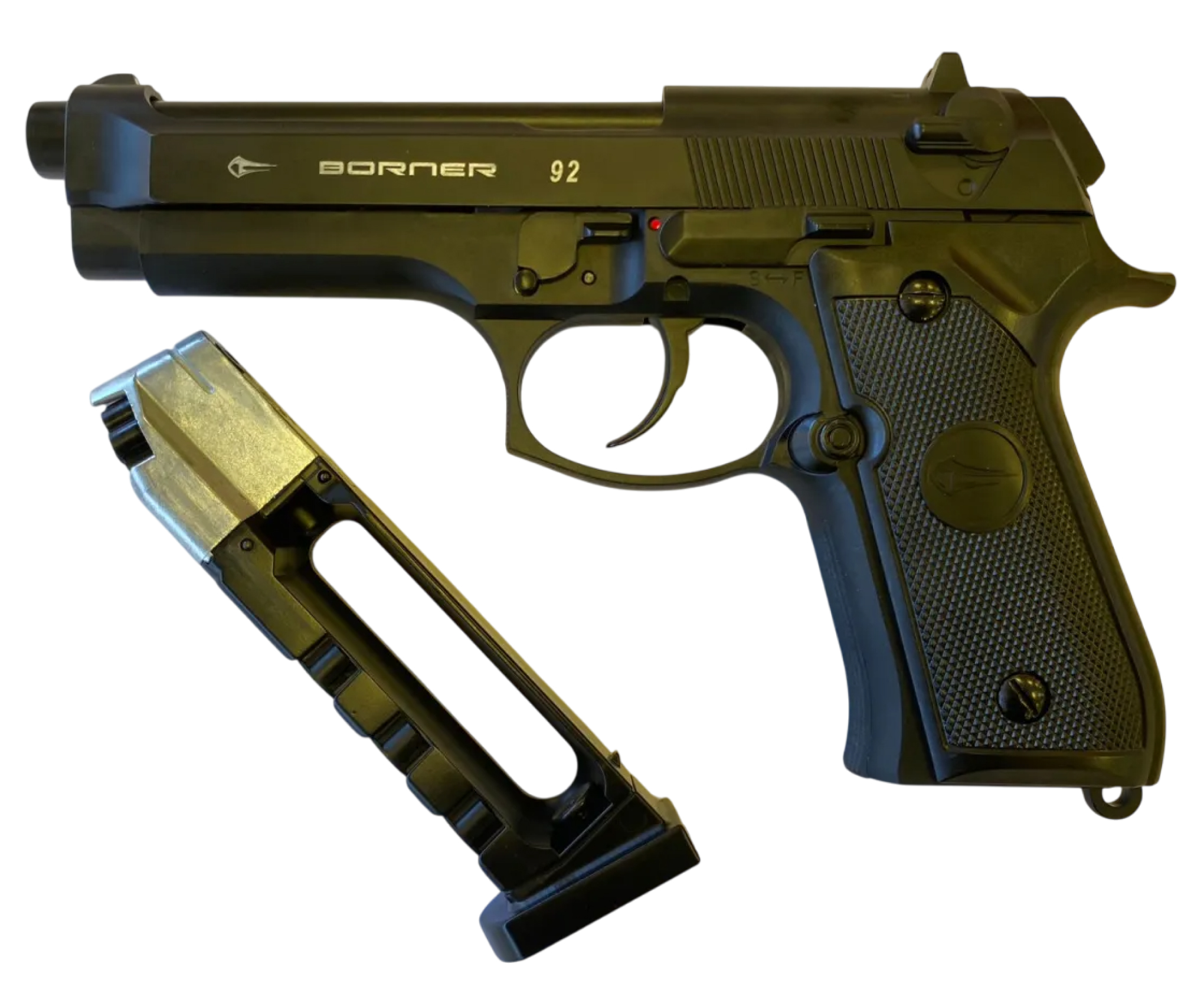 Пистолет пневматический Borner 92 Blowback (Beretta), шарики/пули