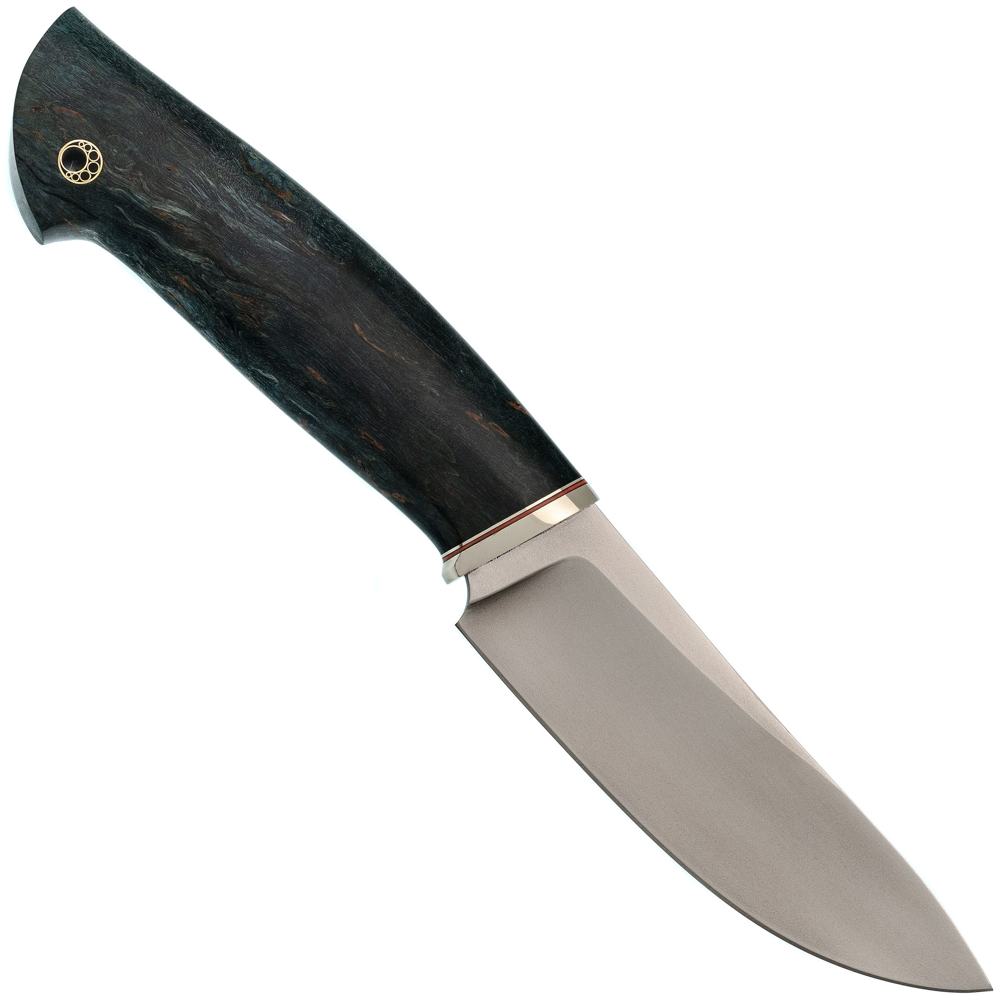 Нож "Кайман" сталь PGK мельхиор, стабилизированная карельская берёза, Семина