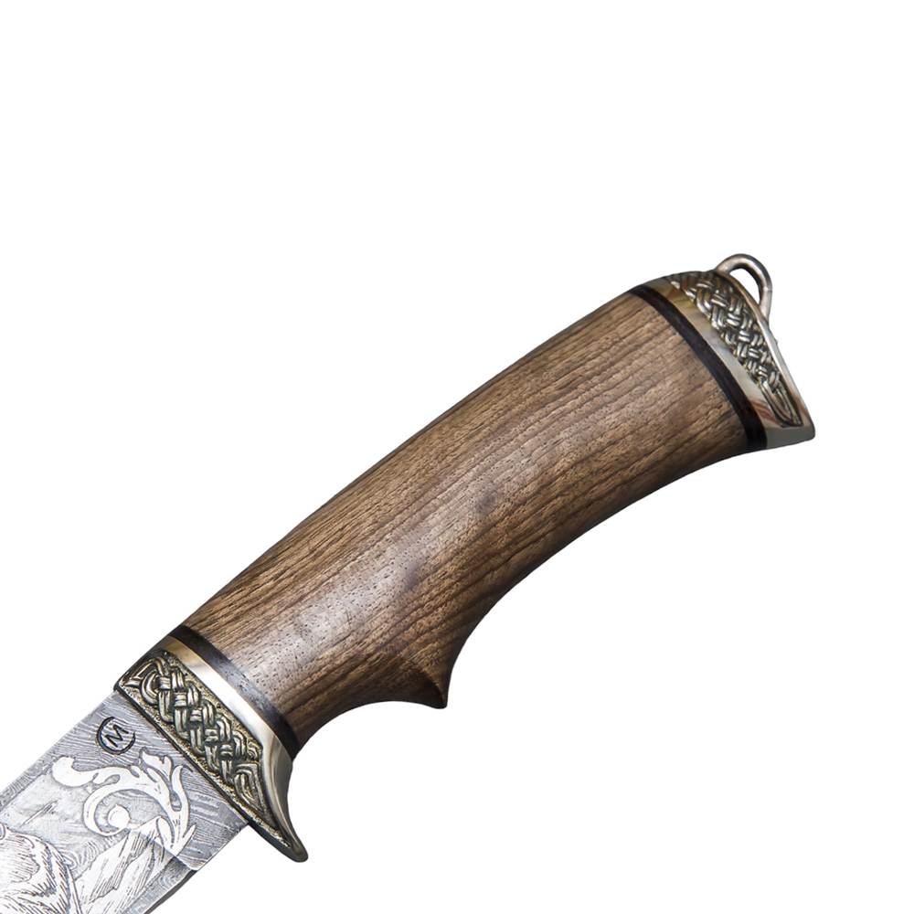 Нож "Егерь" дамасская сталь, литье,орех, (кап) Семина