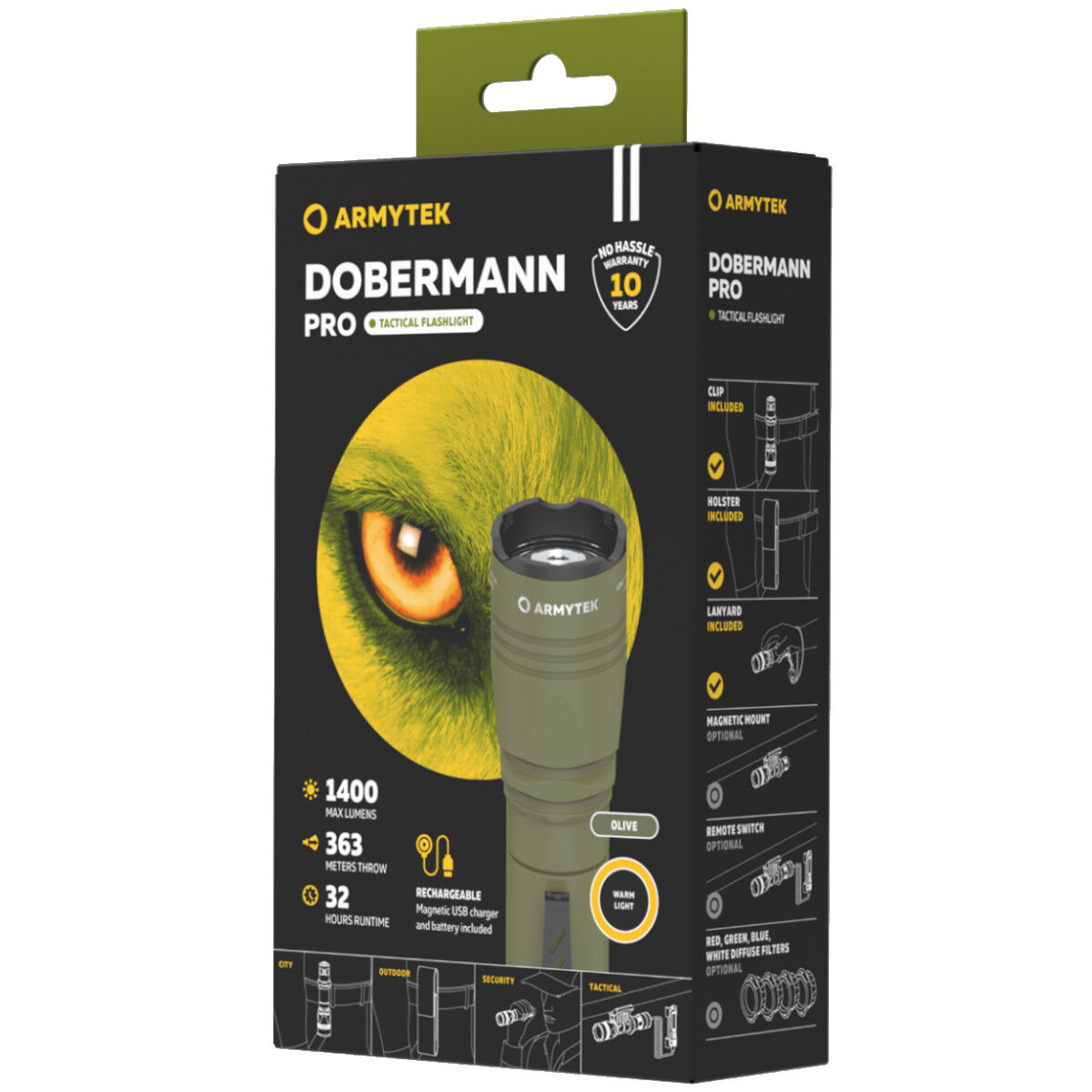 Фонарь Armytek Dobermann Pro Magnet USB Olive Теплый