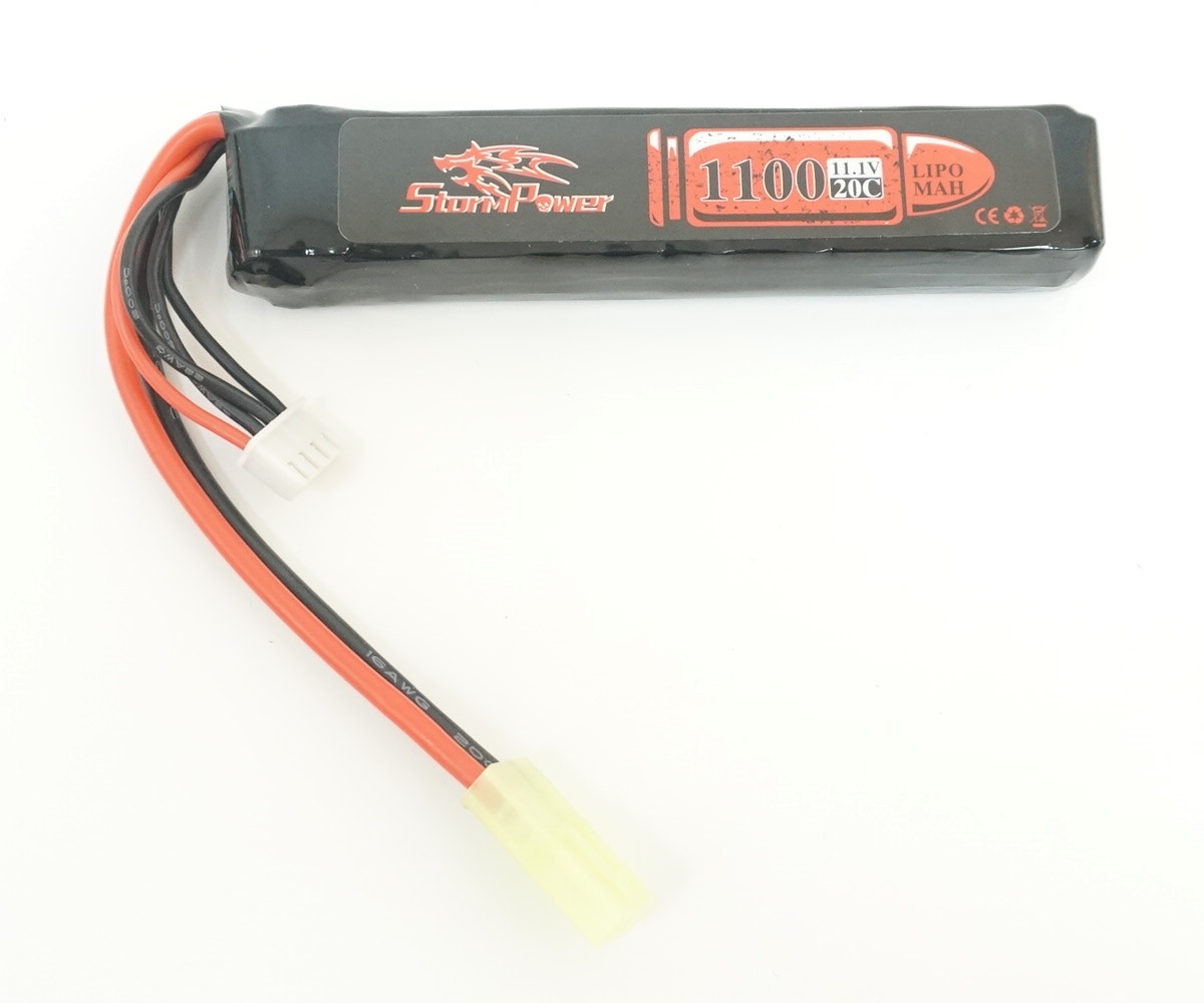 АКБ StormPower 1100mAh 11.1V 20C 101x21x20 mm AUG, приклад весло, М249 SP-006
