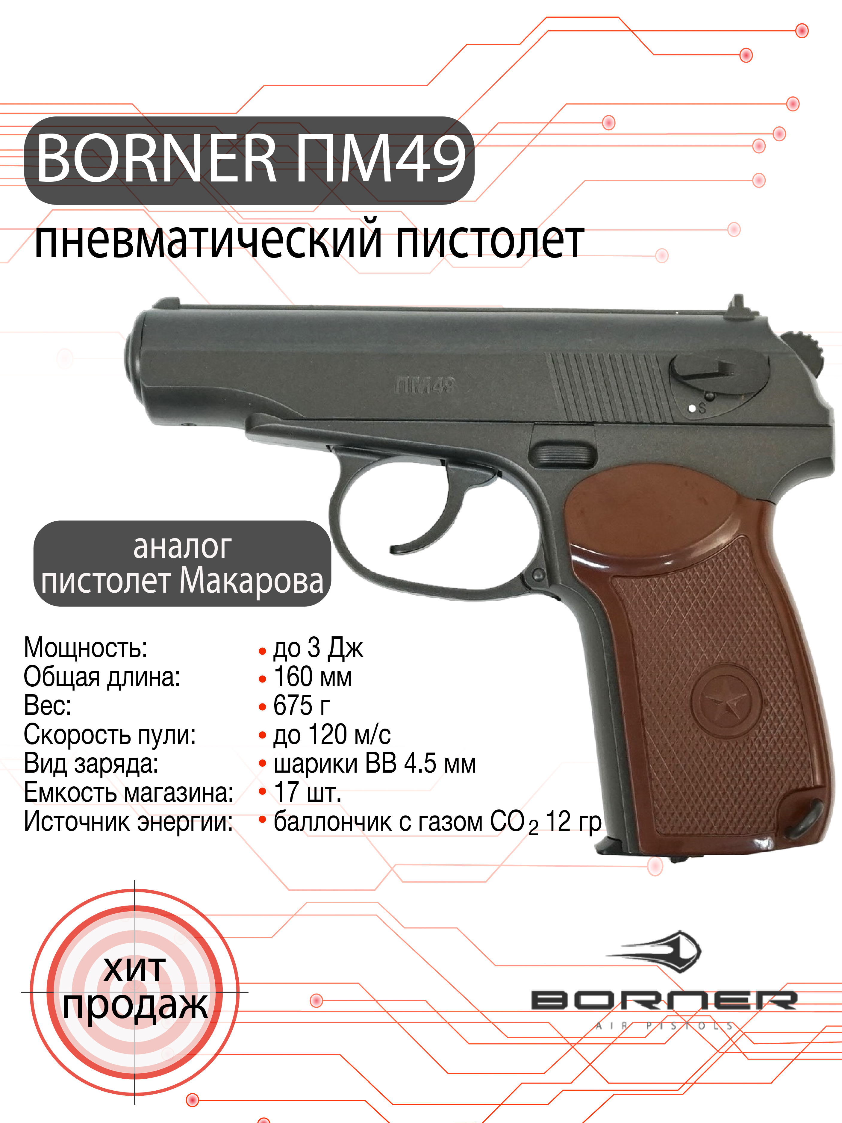 Пистолет пневматический Borner PM49