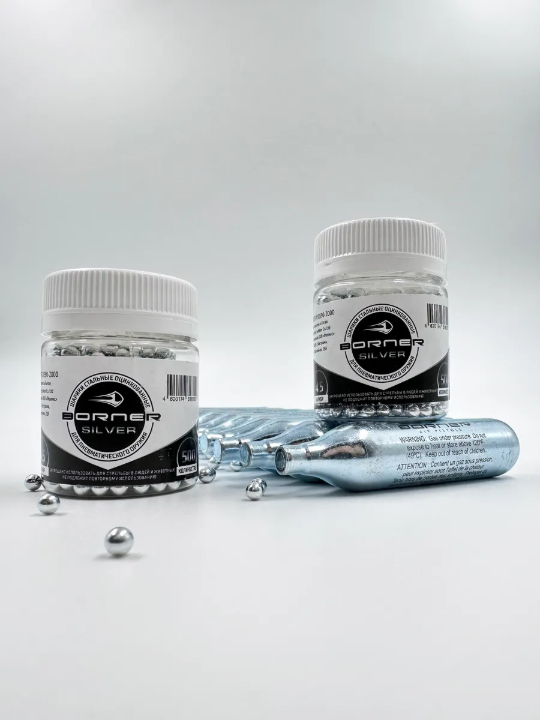 Набор: Баллончики CO2 Borner 10 шт. + Шарики оцинк. Borner 1000 шт.