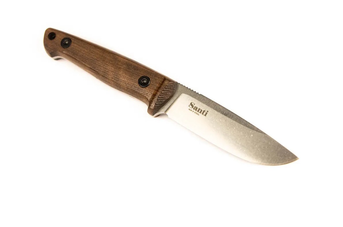 Нож Santi AUS-8 SW (Stonewash, Дерево, ножны кожа)