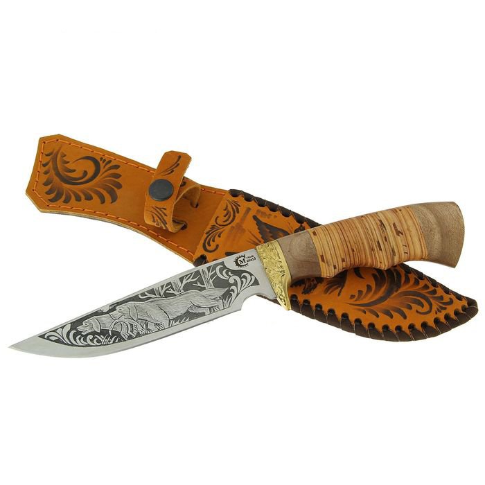 Нож Семина "Легионер" сталь 65х13, береста, литье, гравировка