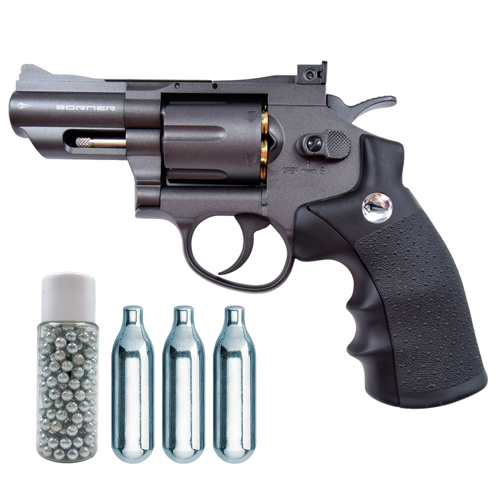 Револьвер пневматический BORNER Super Sport 708 (баллончики 3 шт + шарики 250 шт)
