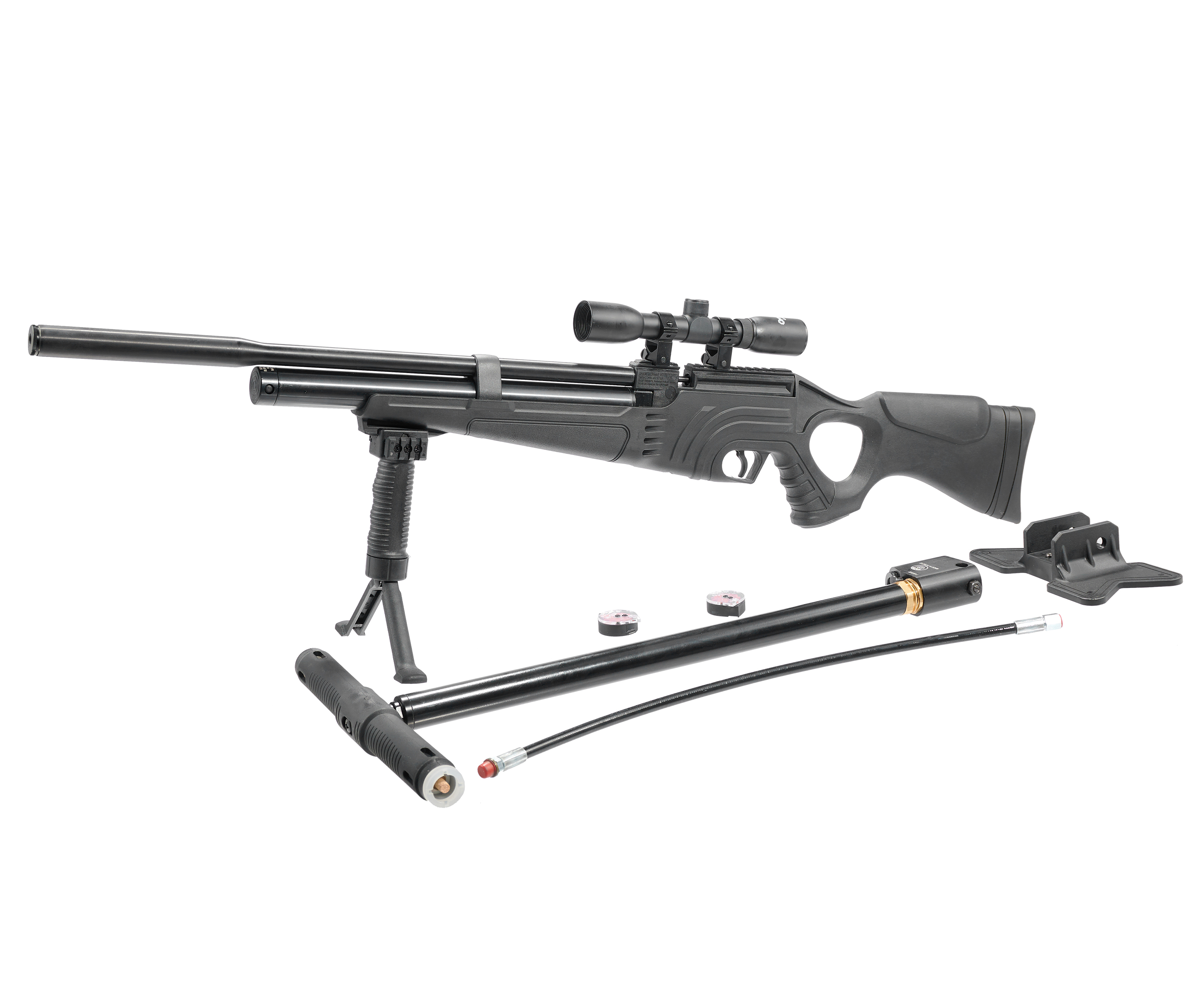 Пневматическая винтовка Hatsan FLASH 101 QE SET калибр 6.35 мм. (насос, прицел, пули, сошки, модератор, чехол)