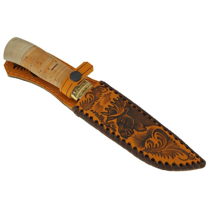 Нож Семина "Путник", сталь 65х13, береста, литье, гравировка