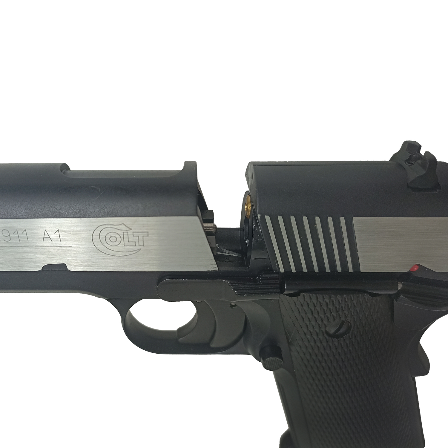 Пистолет пневматический Umarex Colt Government 1911 A1 (хром с чёрными пластиковыми накладками)