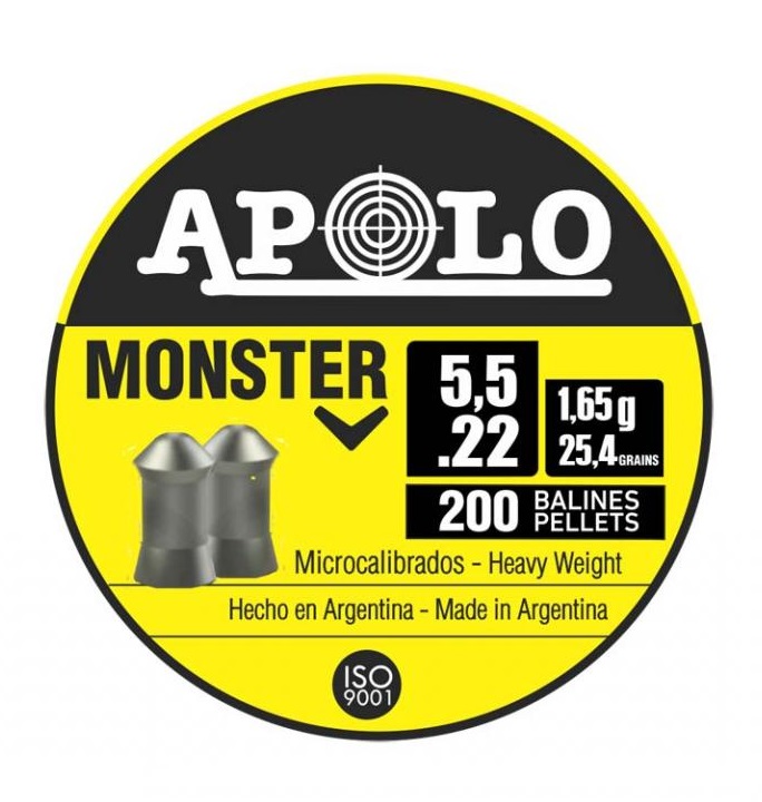 Пули пневматические APOLO "Monster" калибр 5.5, вес 1.65 грамм (200 шт.)