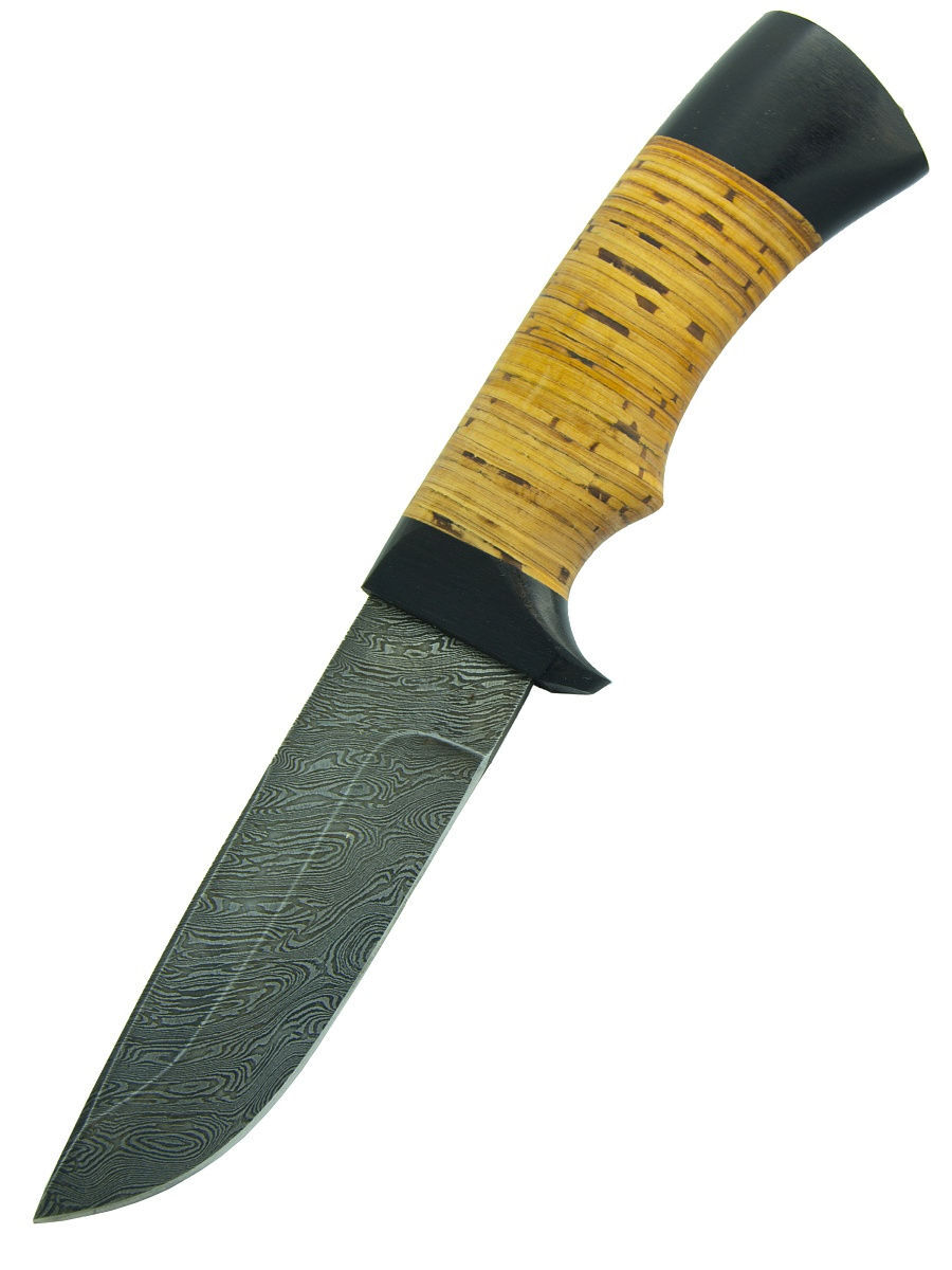 Нож Семина "Егерь" дамасская сталь, береста, граб