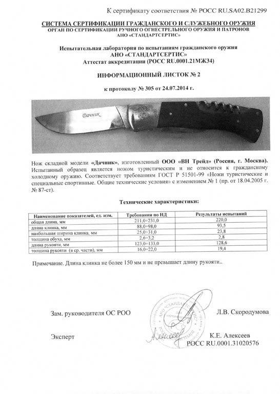 Нож складной Витязь "Дачник" B237-34